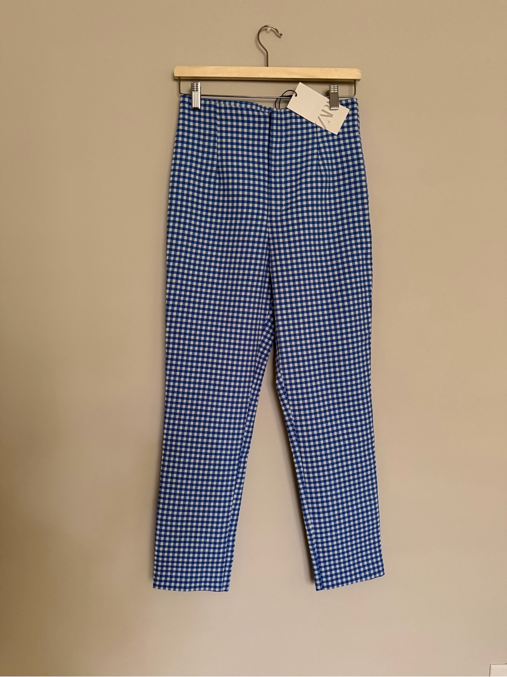 Zara Blue Gingham Ankle Pants